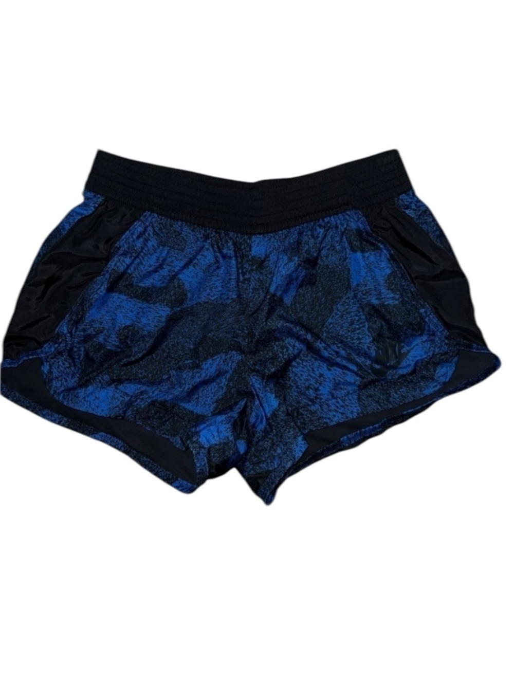 Nike Dri Fit Women’s Blue and Black Lined Running Shorts Size Medium